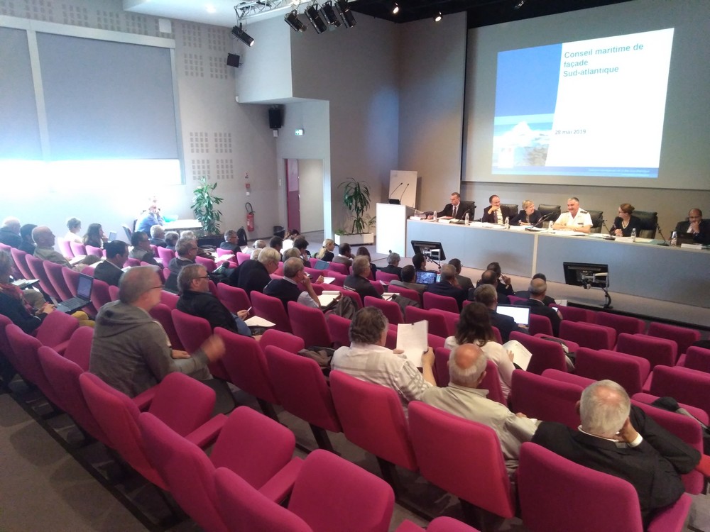 Seizième réunion du conseil maritime de la façade Sud-Atlantique le mardi 28 mai 2019 à l'espace Condorcet à Pessac. 